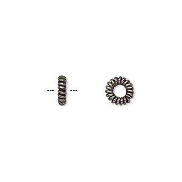 Bead, gunmetal-plated copper, 7x2mm twisted rondelle. Sold per pkg of 50. image number 0
