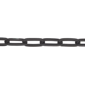 Chain, anodized aluminum, black, 5.5mm paperclip. Sold per pkg of 25 feet.