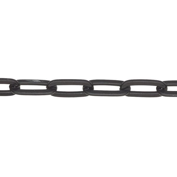 Chain, anodized aluminum, black, 5.5mm paperclip. Sold per pkg of 25 feet. image number 0