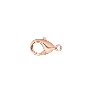 Clasp lobster claw 1pkg10 copper-plated, 13x8mm, brass 1-strand