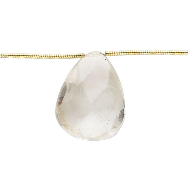 Smoky quartz / quartz crystal 1pkg5, hand-cut top-drilled faceted puffed teardrop bead 16x13mm-26x16mm image number 0