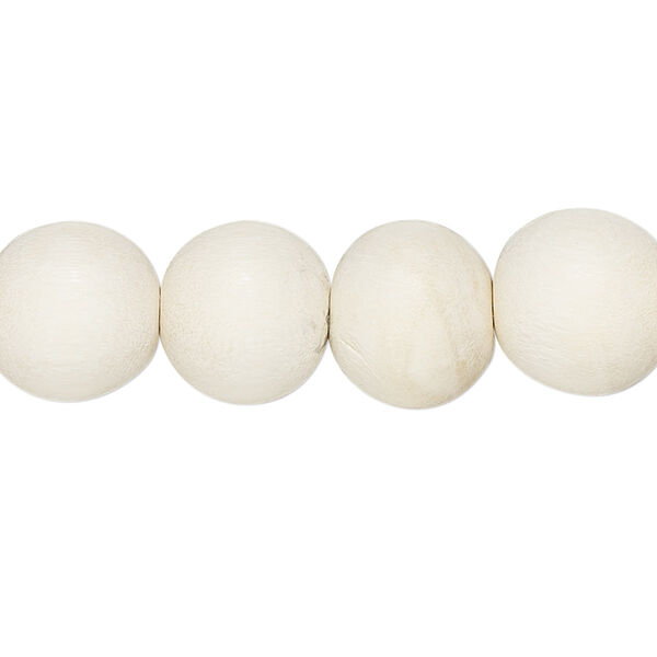 Bead, Taiwanese cheesewood (dyed / waxed), white, 11-12mm round. Sold per pkg of (2) 15-1/2" to 16" strands. image number 0