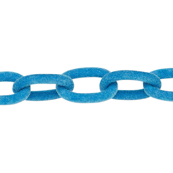 Chain, aluminum, flocked light blue, 12mm cable. Sold per pkg of 24 inches. image number 0