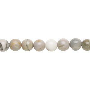 Picasso "jasper" 1pkg1, round bead natural 15.5-16 inch 6mm