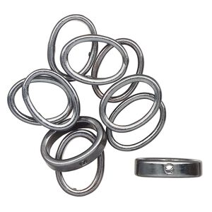 Bead frame, gunmetal-finished "pewter" (zinc-based alloy), 15x11mm oval. Sold per pkg of 10.