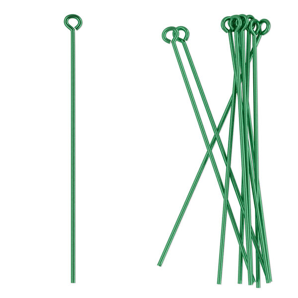 Eye pin, niobium, green, 1-3/4 inches long, 21 gauge. Sold per pkg of 10. image number 0