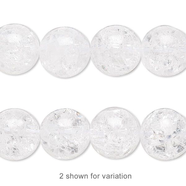 Bead, ice flake quartz (heated), 12mm round, B grade, Mohs hardness 7. Sold per 15-1/2" to 16" strand. image number 0