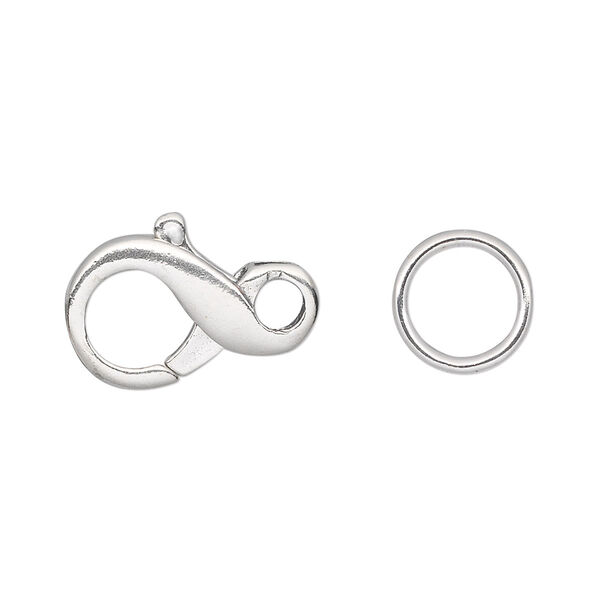 Clasp, lobster claw, sterling silver, 19x11mm infinity with 10mm jump ring. Sold individually. image number 0