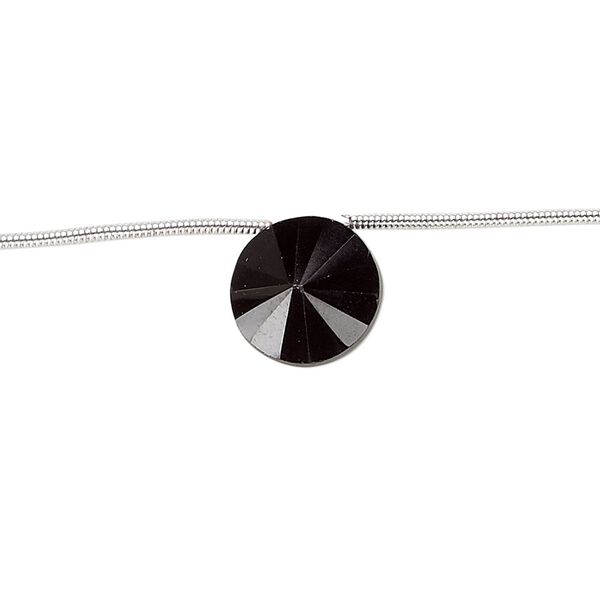 Black spinel 1pkg6, hand-cut top-drilled faceted saucer bead natural 10x7mm-12x9mm image number 0