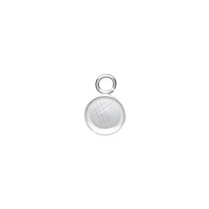 Drop, fine silver, 9mm round with 8mm round bezel cup setting and open loop. Sold per pkg of 4.