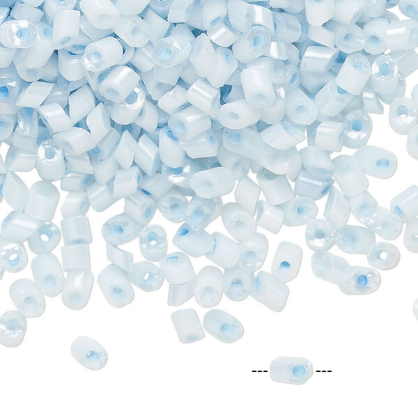 Bead, vintage Czech glass, opaque light blue, 2mm-4x3mm parallelogram with 0.6mm hole. Sold per 1.5-ounce pkg, approximately 1,200 to 1,300 beads. image number 0