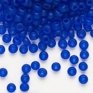 Seed bead, Miyuki, glass, pkg/25g, #6 rocaille, translucent matte cobalt (RR-151F).