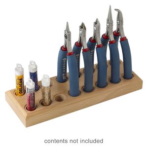 Plier holder, Indian beech tree wood, natural, 8-1/2 x 1 x 3-1/4 inches. Sold individually.