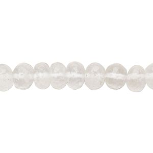 Quartz crystal 1pkg1, hand-cut faceted rondelle bead natural 14 inch 6x4mm-8x5mm