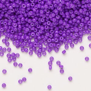 Seed bead, Miyuki, glass, pkg/250g, #11 rocaille, opaque outside dyed red violet, (RR-1378).