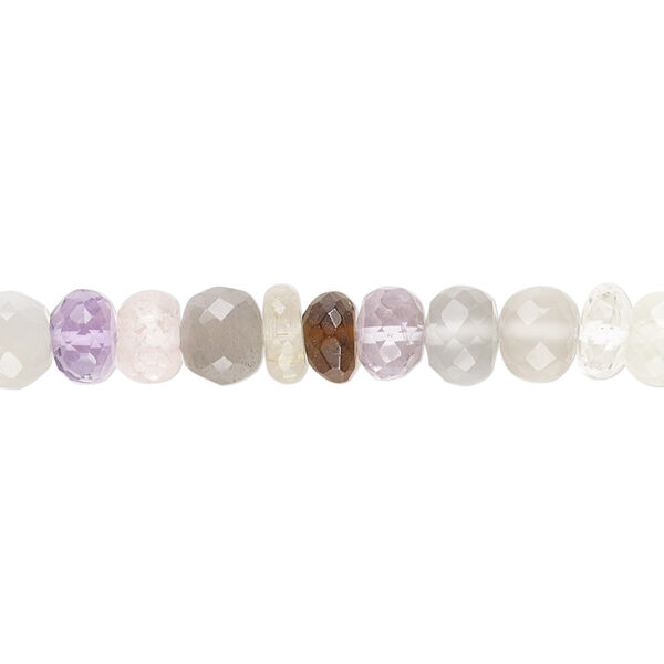 Bead, multi-gemstone (natural / dyed / heated), 6x3mm-7x5mm hand-cut faceted saucer and micro-faceted rondelle with 0.4-1.4mm hole, C+ grade, Mohs hardness 3 to 7. Sold per 7-1/2 inch strand. image number 0