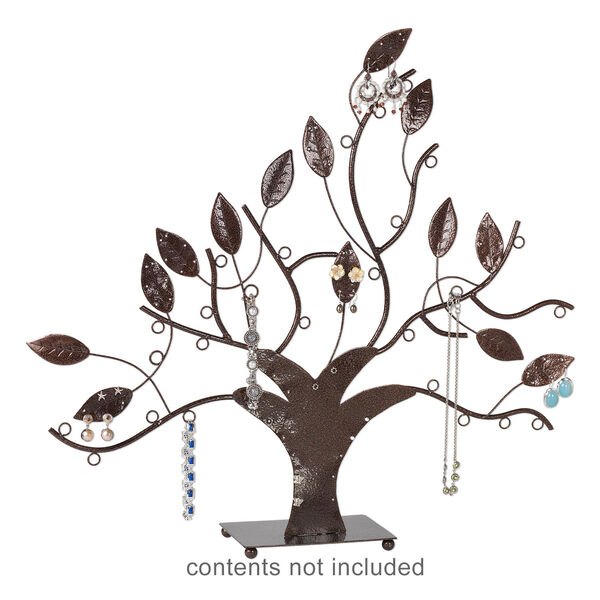 Display, necklace / bracelet / earring, steel, powder-coated bronze, 19 x 19 x 4-inch leafy tree with 26 display loops. Sold individually. image number 1