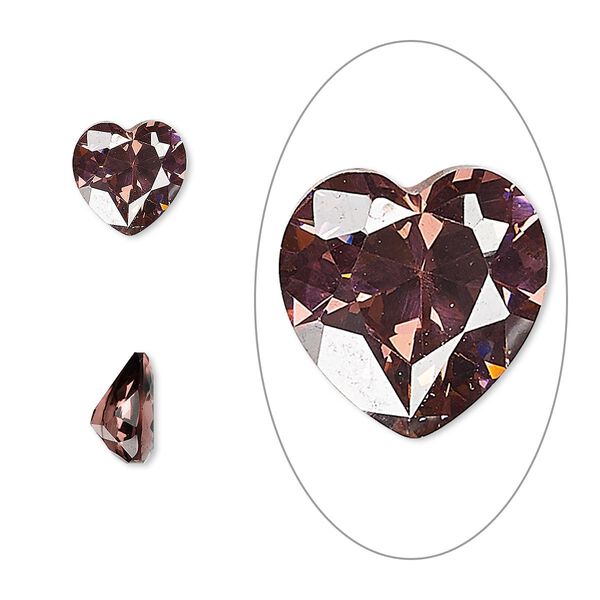 Gem, cubic zirconia, alexandrite purple, 8mm faceted heart, Mohs hardness 8-1/2. Sold individually. image number 0