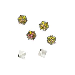 Flat back 6pk crystal vitrail medium, Preciosa Czech crystal rhinestone 4mm cube