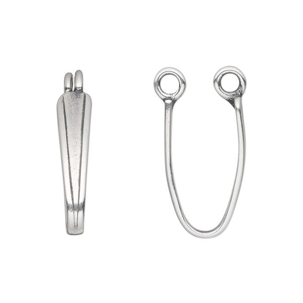 Bail, JBB Findings, donut, antique silver-plated pewter (tin-based alloy), 22x5mm with 20mm grip length. Sold per pkg of 2. image number 0