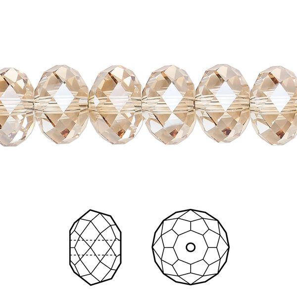 Bead 12pk crystal golden shadow, Crystal Passions® 12x8mm rondelle 5040 image number 0