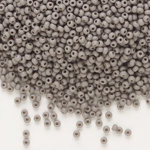 Seed bead, Preciosa Ornela Czech glass, pkg/50g, #11 rocaille, opaque matte grey, (43020).