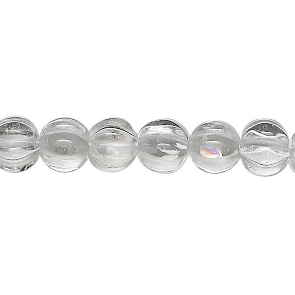 Quartz crystal 1pkg1, hand-cut corrugated round bead natural 15.5-16 inch 8mm image number 0