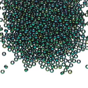 Seed bead, TOHO BEADS®, glass, pkg/50g, #11 round, opaque higher-metallic June bug (TR-11-506).