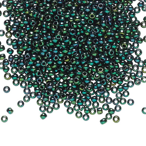 Seed bead, TOHO BEADS®, glass, pkg/50g, #11 round, opaque higher-metallic June bug (TR-11-506). image number 0
