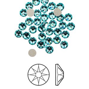 Flat back 1440pk light turquoise foil back, Swarovski® 3.8-4mm rose round SS16 2088