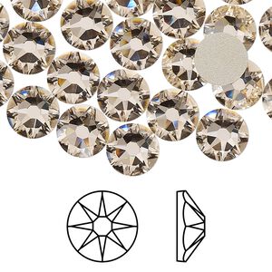 Flat back 144pk silk foil back, Swarovski® 8.412-8.672mm rose round SS40 2088