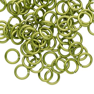 Jump ring, anodized tempered aluminum, light green, 8mm round, 5.6mm inside diameter, 17 gauge. Sold per pkg of 100.