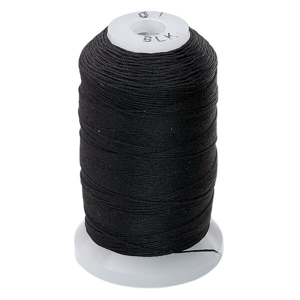 Thread, Purely Silk™, 3-ply, black, size D. Sold per 260-yard spool. image number 0