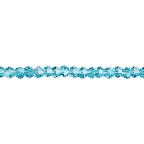 Bead 1pk transparent turquoise blue, Celestial Crystal® 4mm bicone 15.5-16 inch image number 0