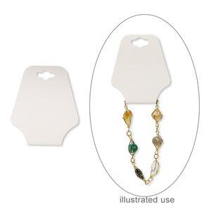 Necklace / bracelet card, adhesive and card stock, cream, 2-1/2 x 2 inches assembled. Sold per pkg of 100.