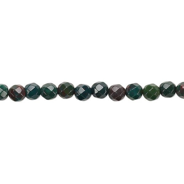 Bead, Indian bloodstone (natural), 4mm faceted round, B grade, Mohs hardness 6-1/2 to 7. Sold per 8-inch strand, approximately 45 beads. image number 0