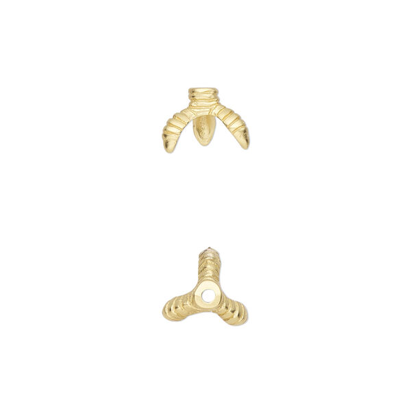 Bead cap, Amoracast®, satin-finished "vermeil" (gold-finished sterling silver), 9x8mm dragon claw, fits 8mm bead. Sold individually. image number 0