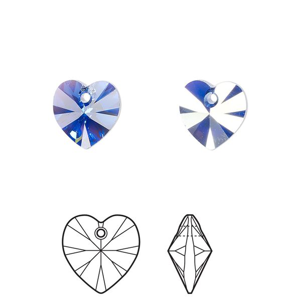 Drop 4pk sapphire AB, Crystal Passions® 10mm pendant heart 6228 image number 0