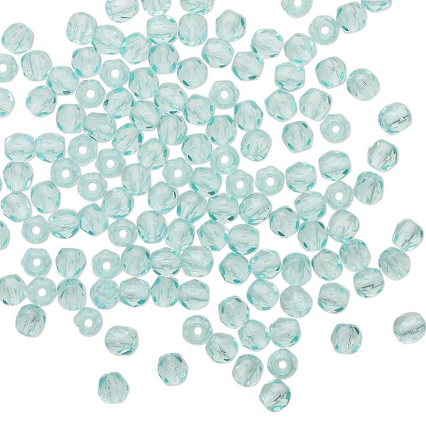 Bead 1pkg120 Czech fire-polished glass, 3mm faceted round, transparent light aqua image number 0