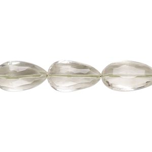 Green quartz 1pkg1, hand-cut faceted puffed teardrop bead 8 inch 13x8mm-17x10mm