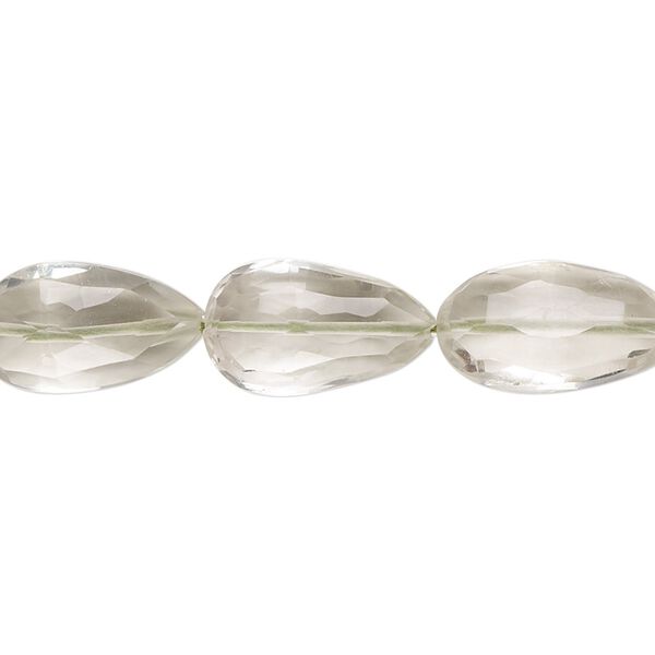 Green quartz 1pkg1, hand-cut faceted puffed teardrop bead 8 inch 13x8mm-17x10mm image number 0