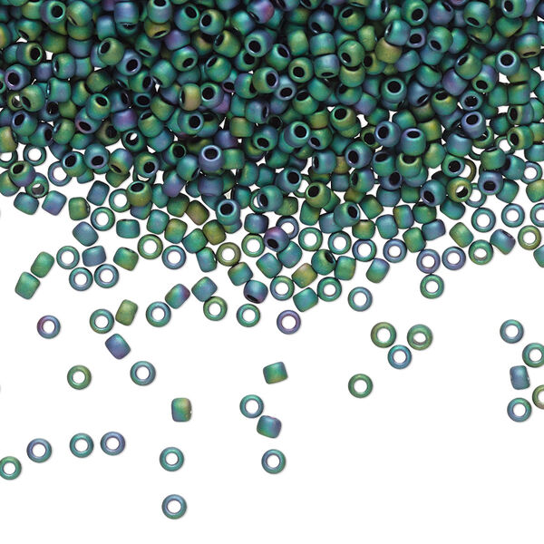 Seed bead, TOHO BEADS®, glass, pkg/7.5g, #11 round, opaque matte iris teal (TR-11-706). image number 0