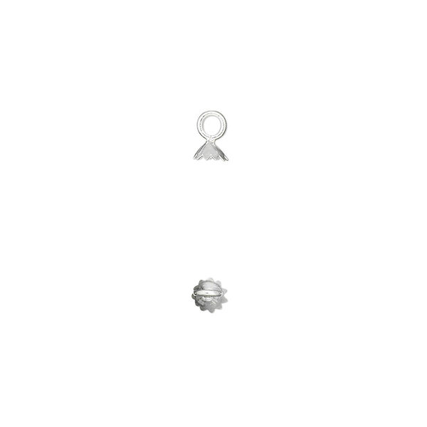 End cap, sterling silver, 3x2mm with loop, fits 3-4mm beads. Sold per pkg of 10. image number 0