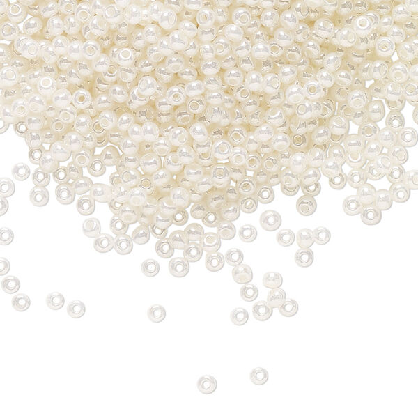 Seed bead, Preciosa Ornela Czech glass, pkg/50g, #11 rocaille, opaque pearl luster white, (47102). image number 0