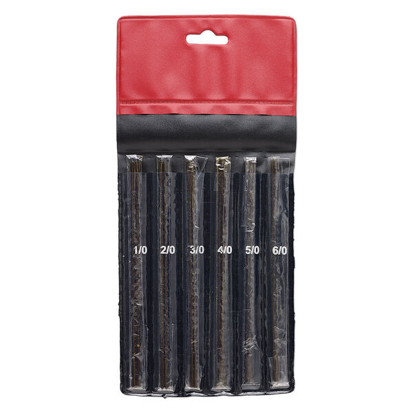 Saw blade mix, steel and plastic, white / red / black, 1/0 to 6/0, 5 inches. Sold per pkg of 144-piece set (1 gross). image number 0