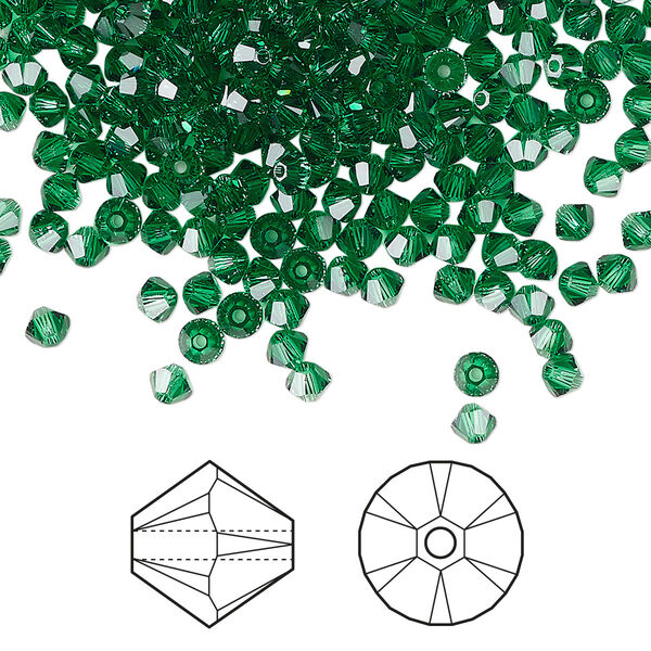 Bead 144pk majestic green, Crystal Passions® 3mm bicone 5328 image number 0