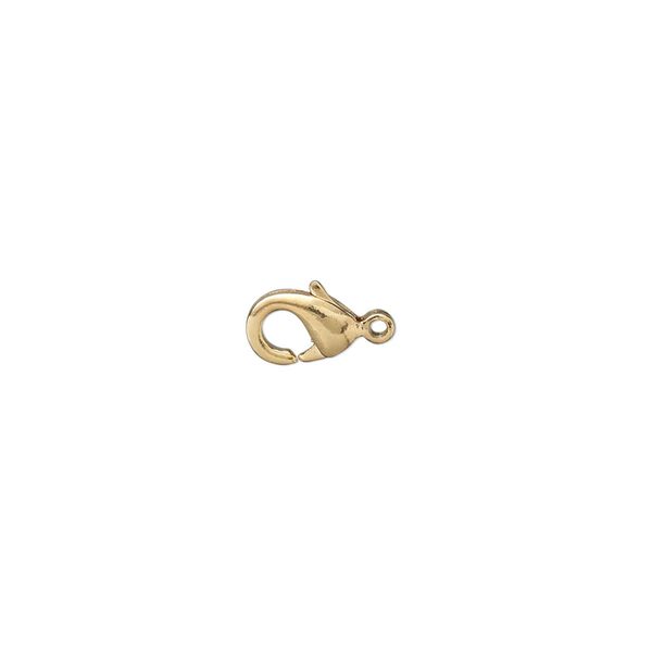 Clasp, lobster claw, gold-plated brass, 7x5mm. Sold per pkg of 100. image number 0