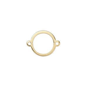 Link, gold-plated brass, 13mm open round. Sold per pkg of 100.