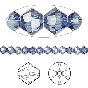 Bead 48pk denim blue, Crystal Passions® 4mm bicone 5328