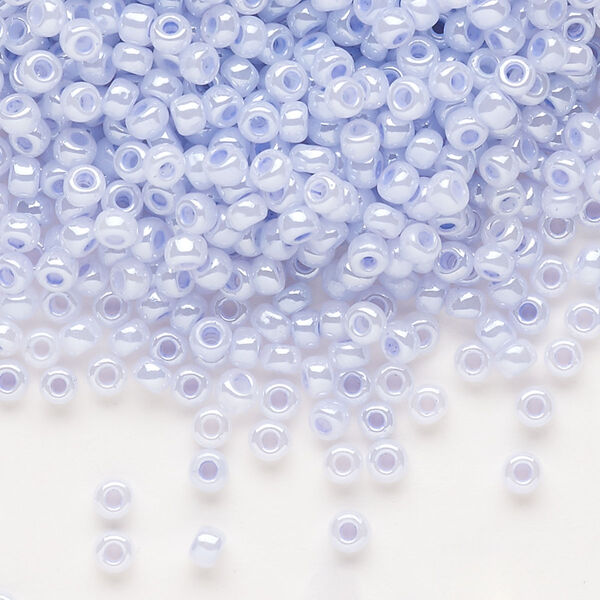 Seed bead, Dyna-Mites™, glass, opaque ceylon pastel light blue, #8 round. Sold per 1/2 kilogram pkg. image number 0